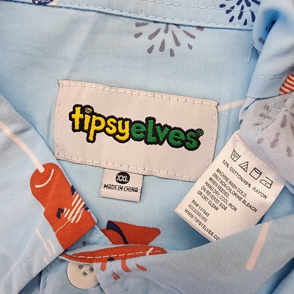 NEW Tipsy Elves Button Shirt Men XXL Fireworks 4th Of July America USA Patriotic - Picture 4 of 8